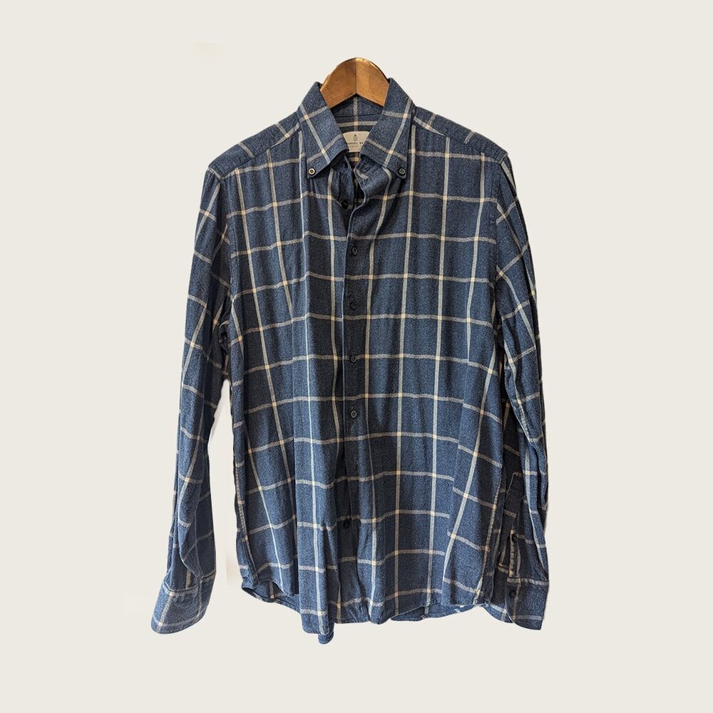 EMANUEL BERG - Cotton tencel blend checked shirt - Sz L